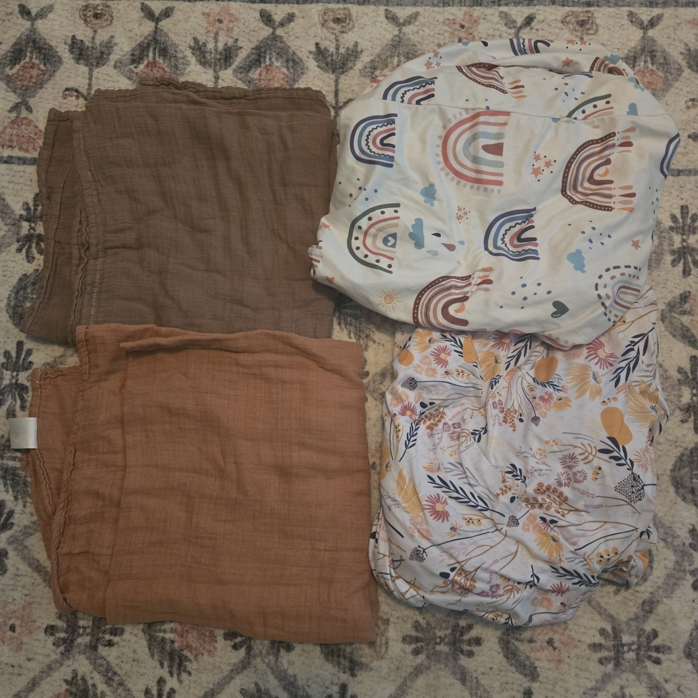 Baby Blanket & Crib Sheet Bundle – Neutral & Whimsical Set (4pcs)